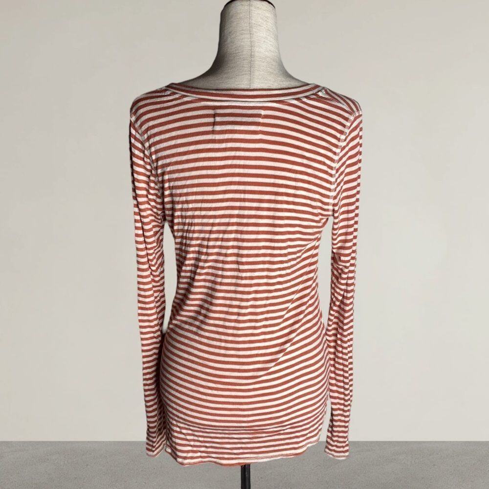 Anthropologie Pure + Good Striped Henley Long Sleeve Top shirt soft small - Picture 3 of 6